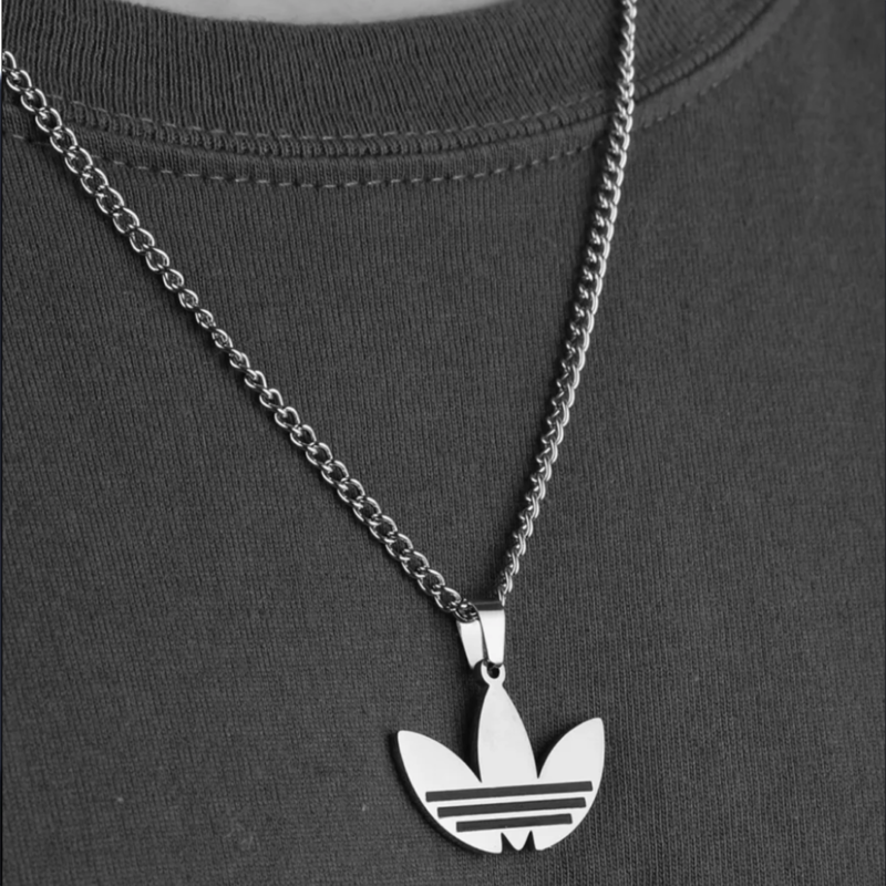 New Adidas Inspired Logo Silver Plated Metal Necklace