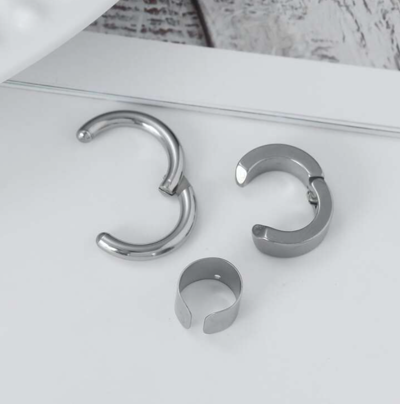 3pcs/Set Ear Cuff & Stud Earring Set, Round Shape - Image 2