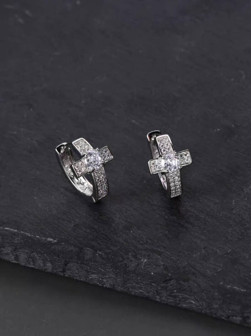 Iced Cross Fianit Earrings